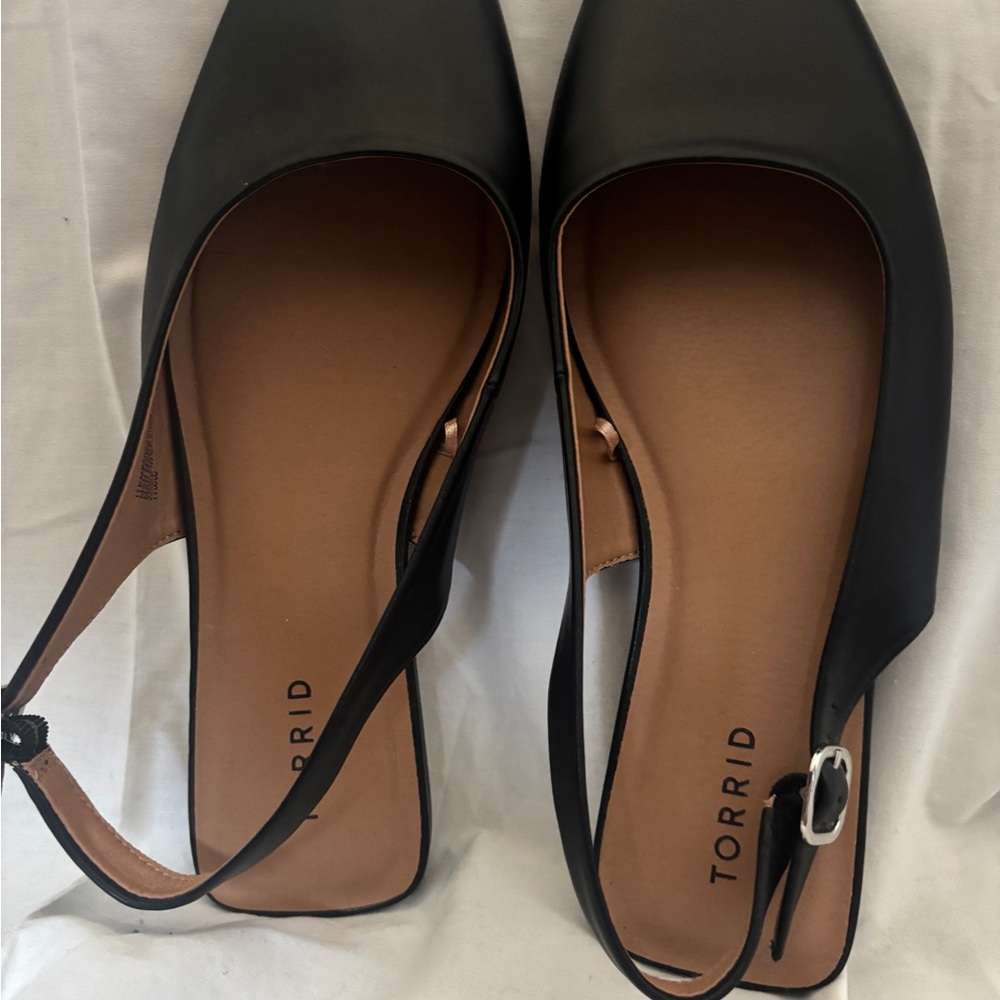 Torrid Black Slingback Flats with Ankle Strap